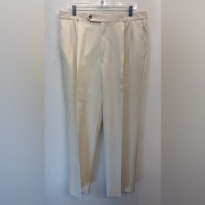 BALLIN For LUIGI BASILE Vintage Men's Microfiber Pleated Cream Dress Pant Slack